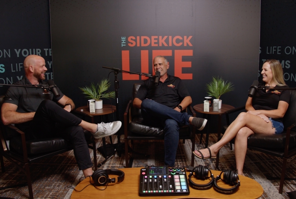 Tyler interviewing podcast guests Amanda and Frank Lorenz